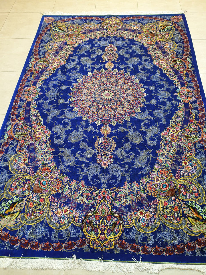 高級ペルシャ絨毯クム産シルク100% ジャムシディ工房 296×196cm(FN-10048)