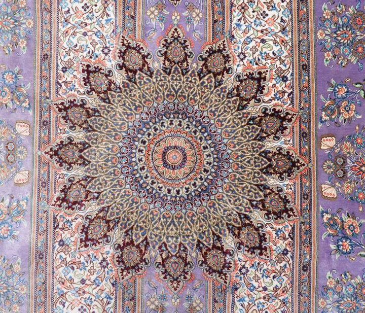 高級ペルシャ絨毯クム産シルク100% ジャムシーディ工房 222×136cm(FL-22170)