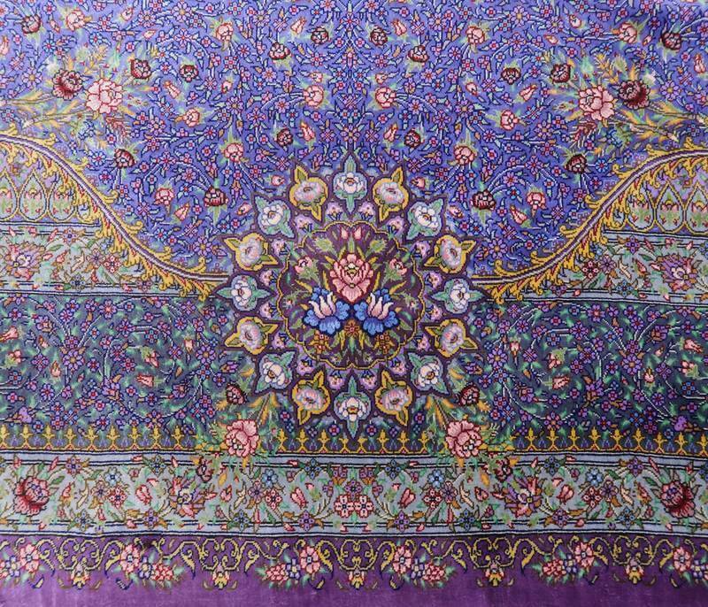高級ペルシャ絨毯クム産シルク100% ジャムシーディ工房 207×134cm(FL-22173)