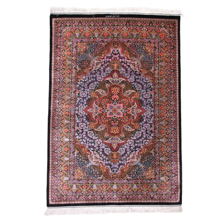 高級ペルシャ絨毯(シルク100%)ヌーリ工房 192×138cm(FN-70340)