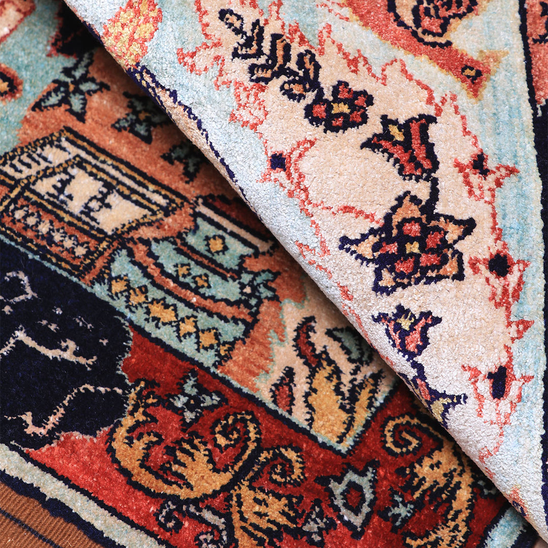 ペルシャ絨毯(イラン産)クム 90×53cm(FS-70010)