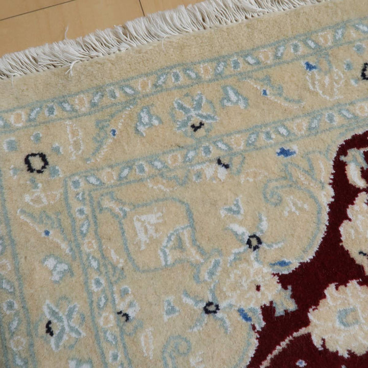 ペルシャ絨毯イランのナイン産ウール手織り玄関サイズ93×62cm(FS-488N)裏面の画像4