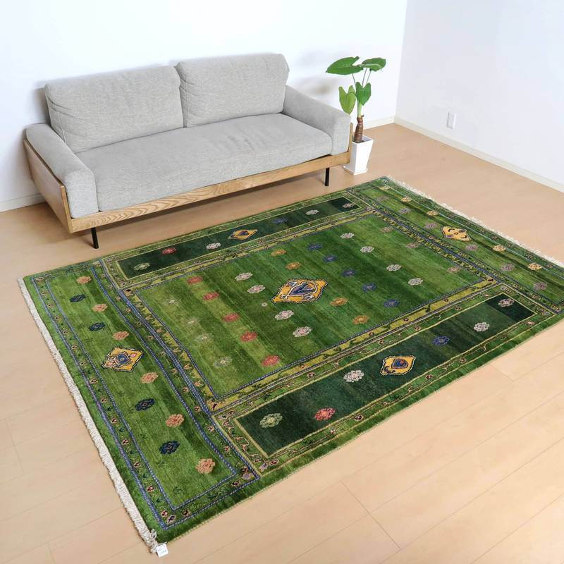 プレミアムギャッベ/ルリバフ 248×176cm(HL-11346)