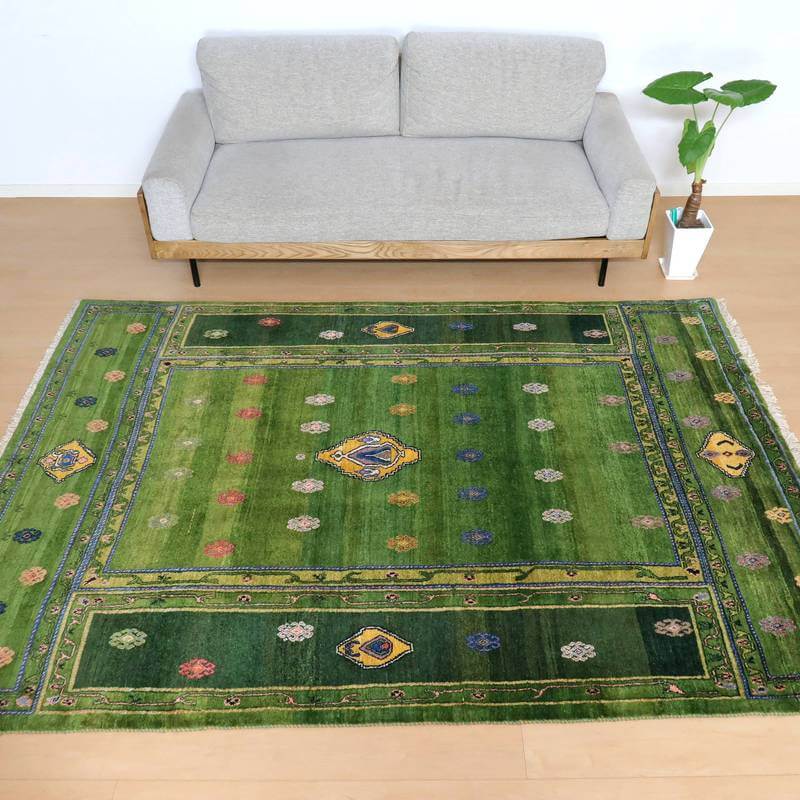 プレミアムギャッベ/ルリバフ 248×176cm(HL-11346)