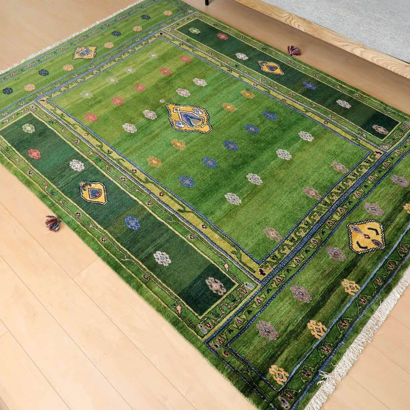 プレミアムギャッベ/ルリバフ 248×176cm(HL-11346)