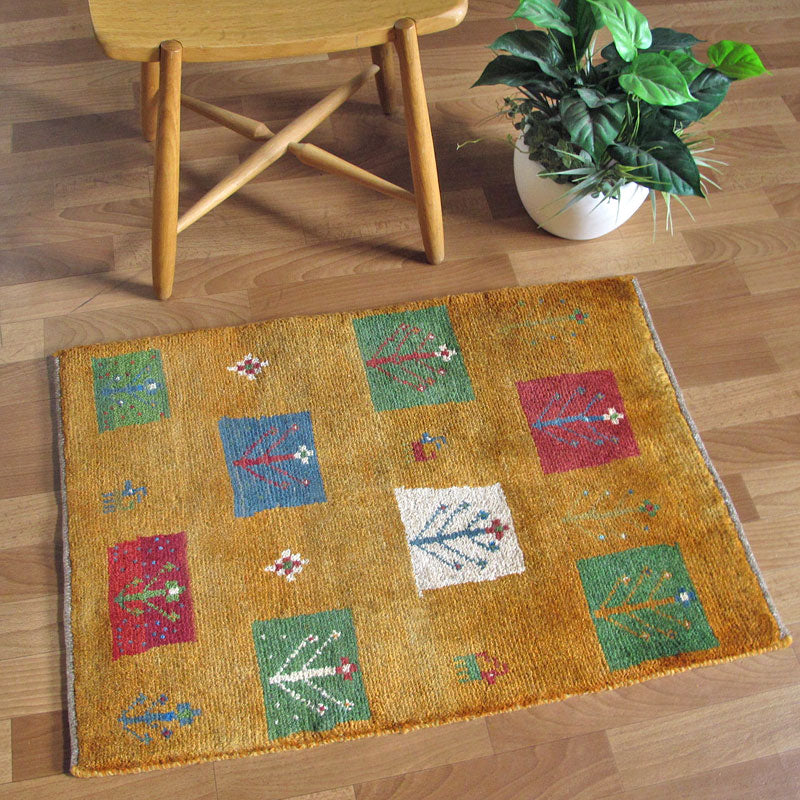 ギャッベ,ラグ,85×60cm,アマレ,ゾランヴァリ,手織り,ウール絨毯