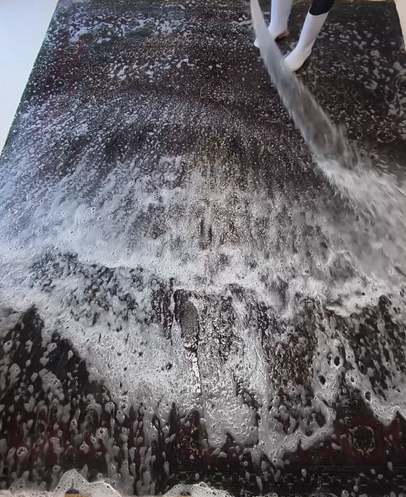 【事例動画あり】ペルシャ絨毯（ウール・340×250cm）クリーニング｜推定20年以上・虫食い