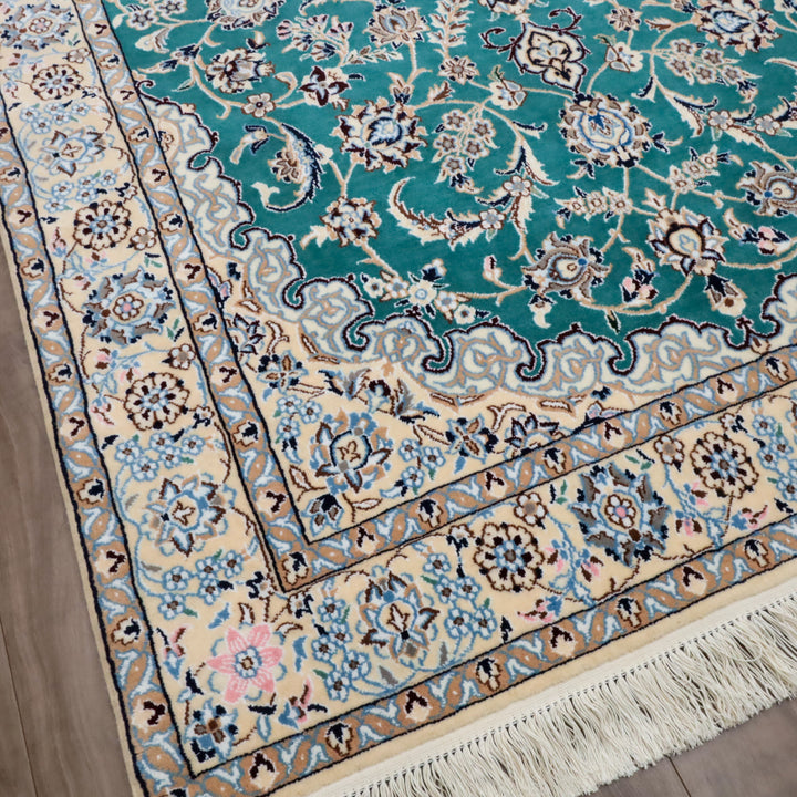 ペルシャ絨毯　ナイン産　9ラ　メダリオン柄　209×132cm（FL-13277）