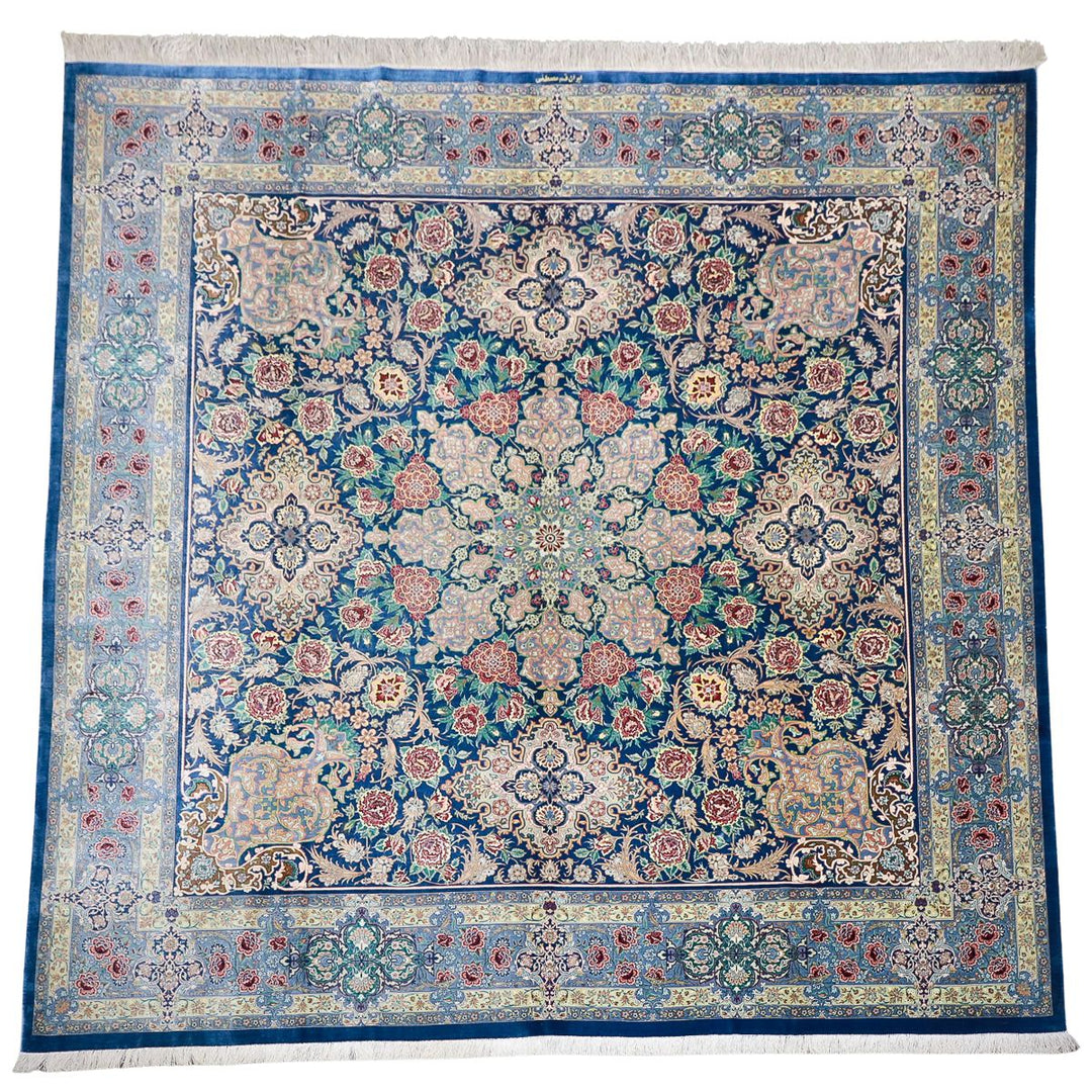 最高級ペルシャ絨毯クム、シルク100％ 245×242cm（FX-13186）