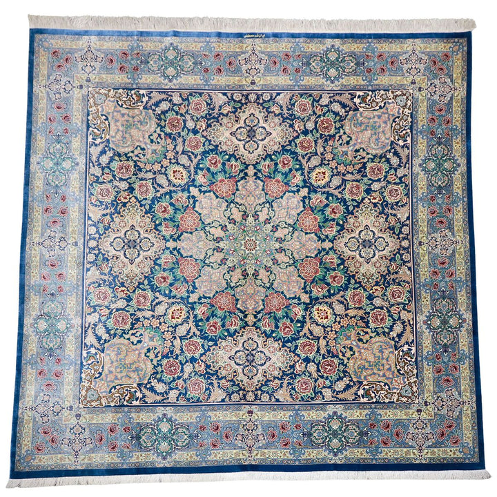 最高級ペルシャ絨毯クム、シルク100％ 245×242cm（FX-13186）