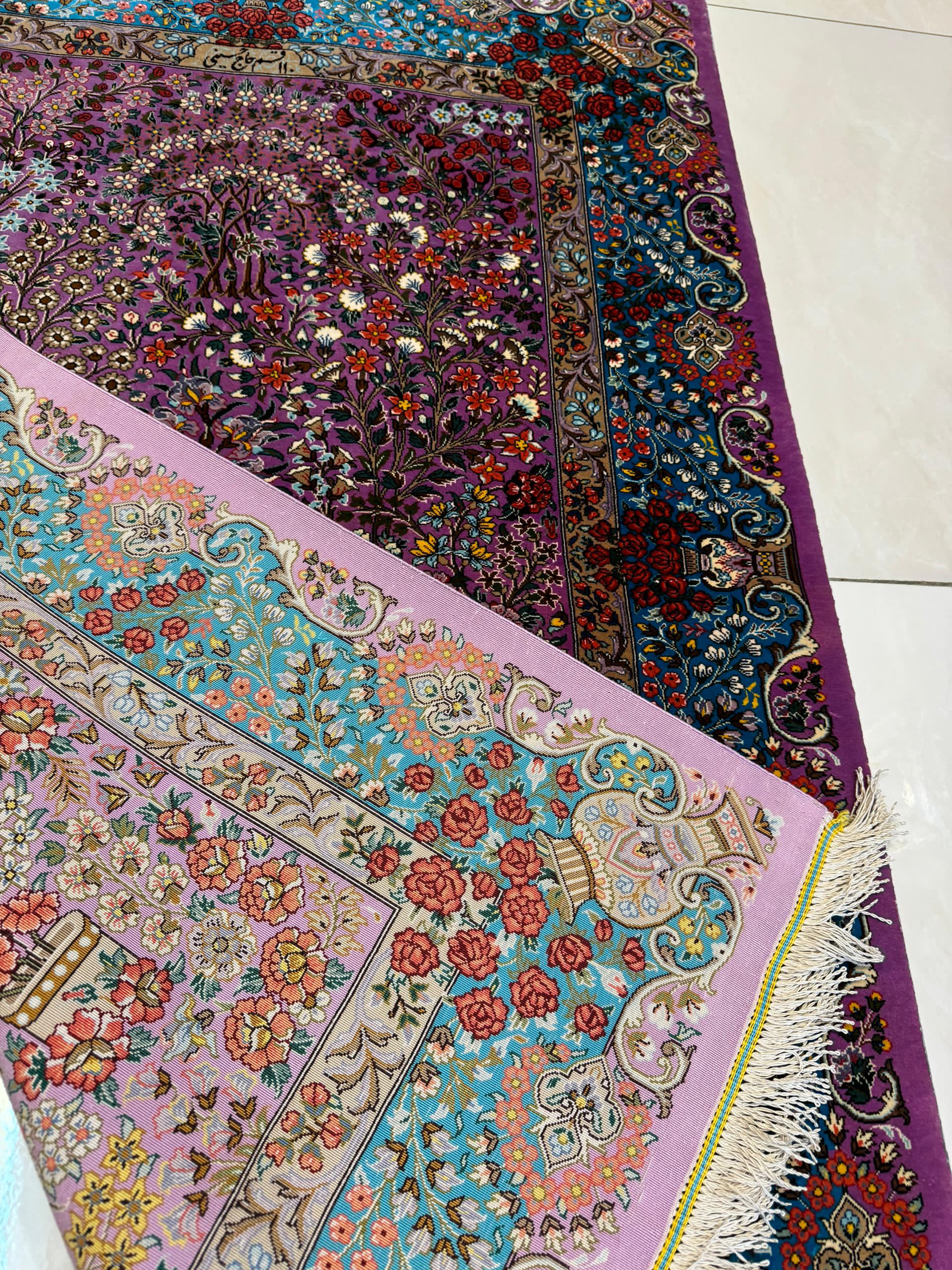 ペルシャ絨毯（シルク）クム産120×80cm