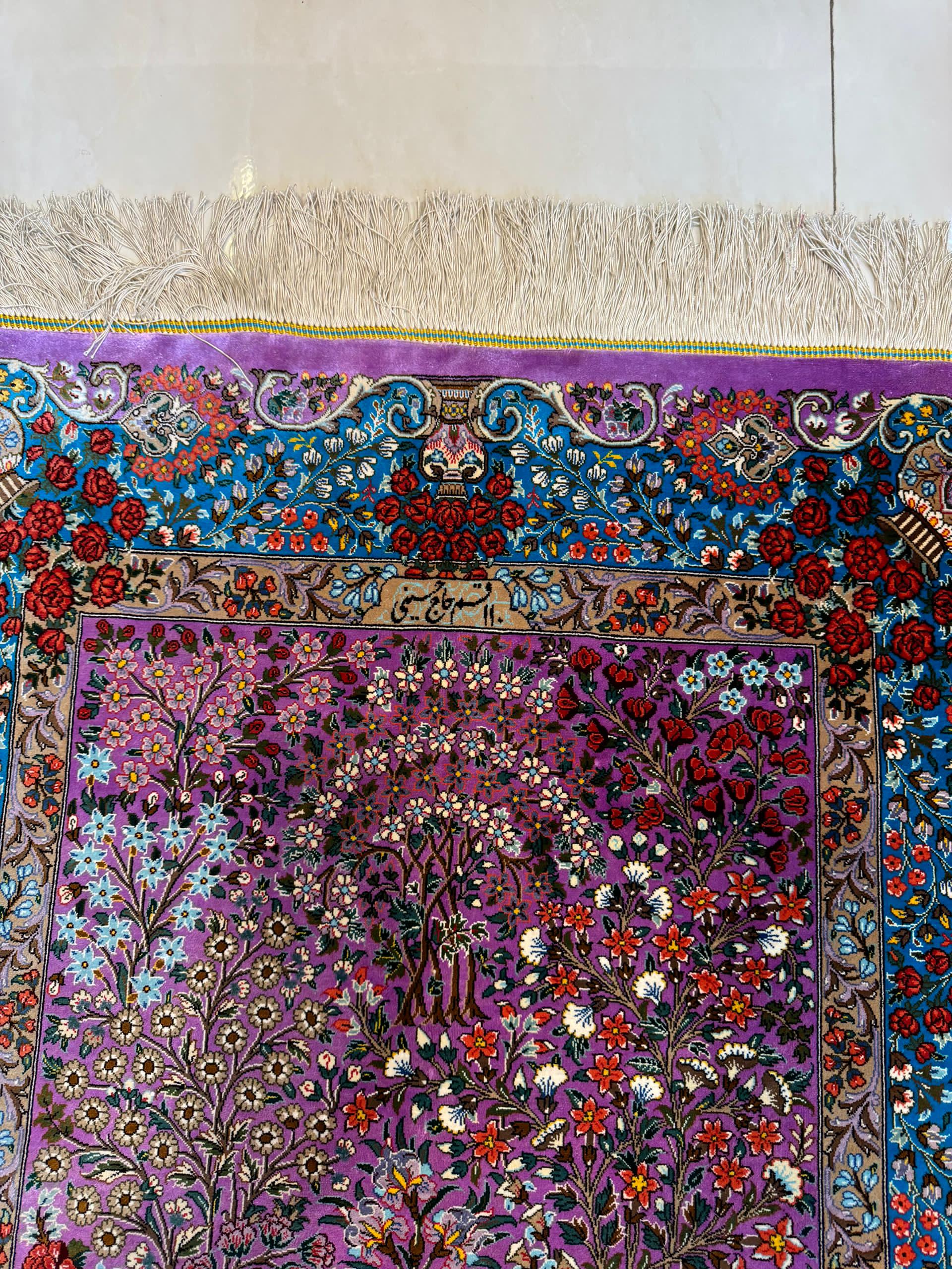 ペルシャ絨毯（シルク）クム産120×80cm