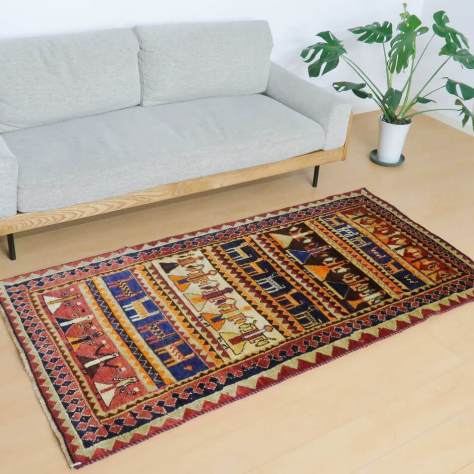 【クリーニング済み】ヴィンテージ◆ナチュラルカシュガイギャッベ クリーニング済み】ヴィンテージ◇ナチュラルカシュガイギャッベ