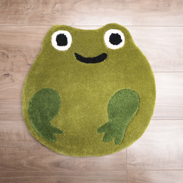 カエル柄のウール座布団 約40×40cm 全体写真
