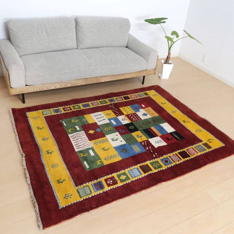 【セミオーダー受付中】  サイズ変更OK　カラー変更OK イラン　シラーズ産　ギャッベ 　（bl-10019）