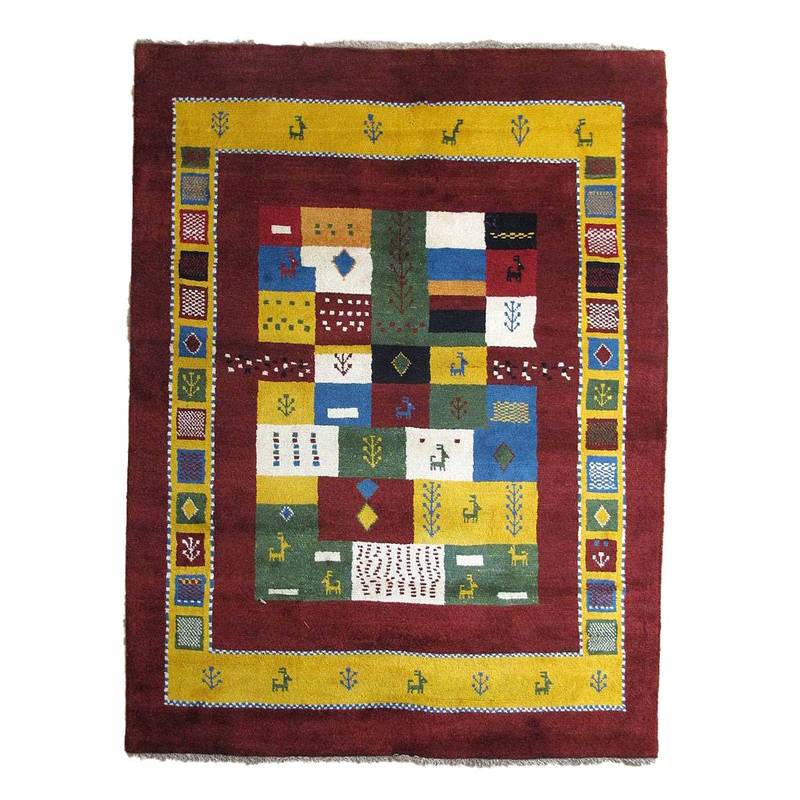 【セミオーダー受付中】  サイズ変更OK　カラー変更OK イラン　シラーズ産　ギャッベ 　（bl-10019）