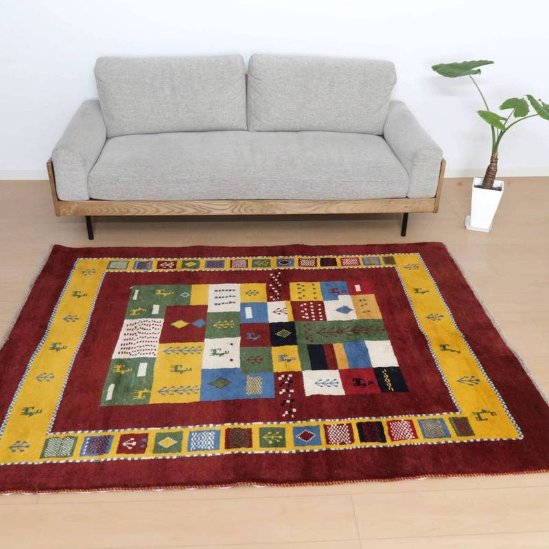 【セミオーダー受付中】  サイズ変更OK　カラー変更OK イラン　シラーズ産　ギャッベ 　（bl-10019）