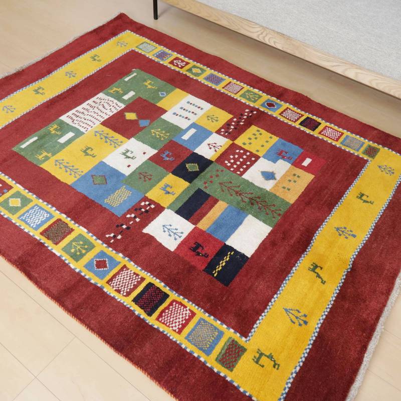 【セミオーダー受付中】  サイズ変更OK　カラー変更OK イラン　シラーズ産　ギャッベ 　（bl-10019）