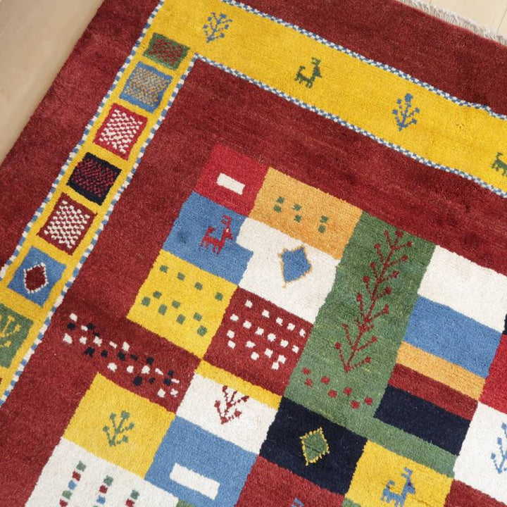 【セミオーダー受付中】  サイズ変更OK　カラー変更OK イラン　シラーズ産　ギャッベ 　（bl-10019）