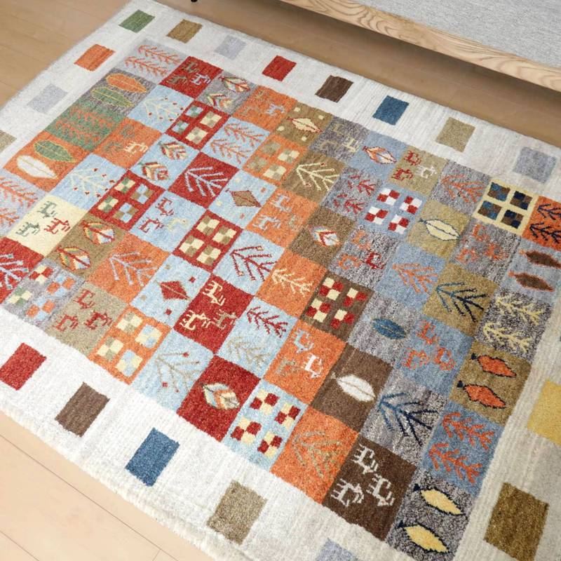 【セミオーダー受付中】  サイズ変更OK　カラー変更OK イラン　シラーズ産　ギャッベ 　（bl-10021）