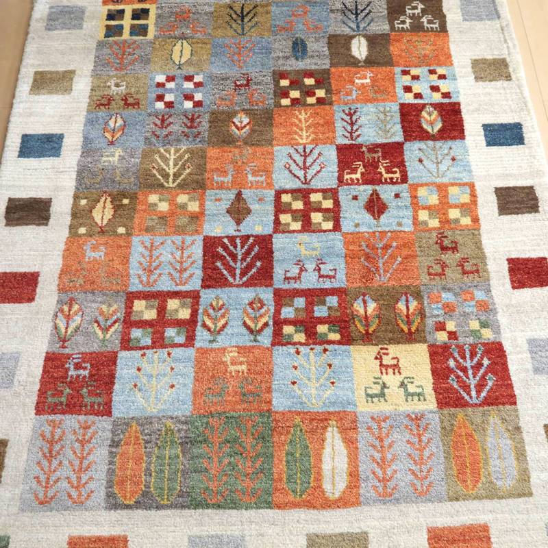 【セミオーダー受付中】  サイズ変更OK　カラー変更OK イラン　シラーズ産　ギャッベ 　（bl-10021）