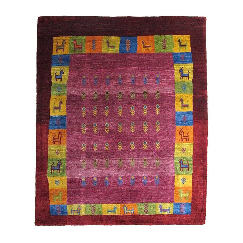 ギャッベ（ギャベ） 199×143cm（BL-10030）イラン産の正面から撮影した全体画像