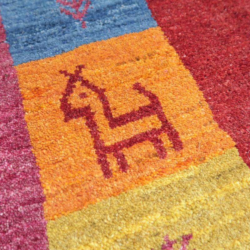 ギャッベ（ギャベ） 199×143cm（BL-10030）イラン産の細部のズーム写真