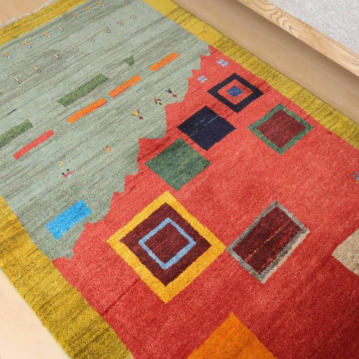 【セミオーダー受付中】  サイズ変更OK　カラー変更OK イラン　シラーズ産　ギャッベ 　（bl-10227）