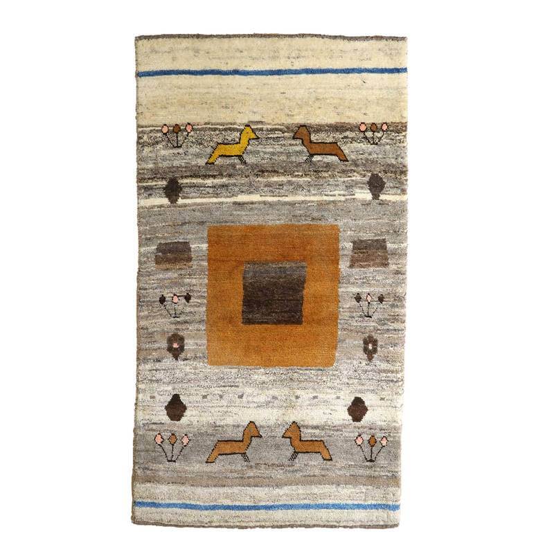 【セミオーダー受付中】  サイズ変更OK　カラー変更OK イラン　シラーズ産　ギャッベ 　（bl-10238）