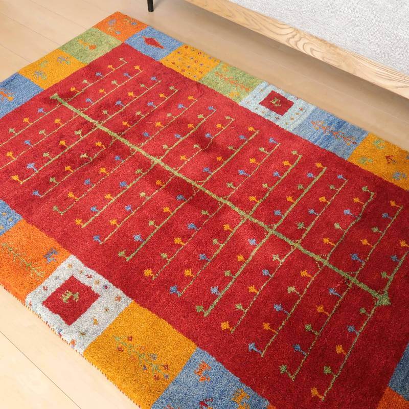【セミオーダー受付中】  サイズ変更OK　カラー変更OK イラン　シラーズ産　ギャッベ 　（bl-10254）