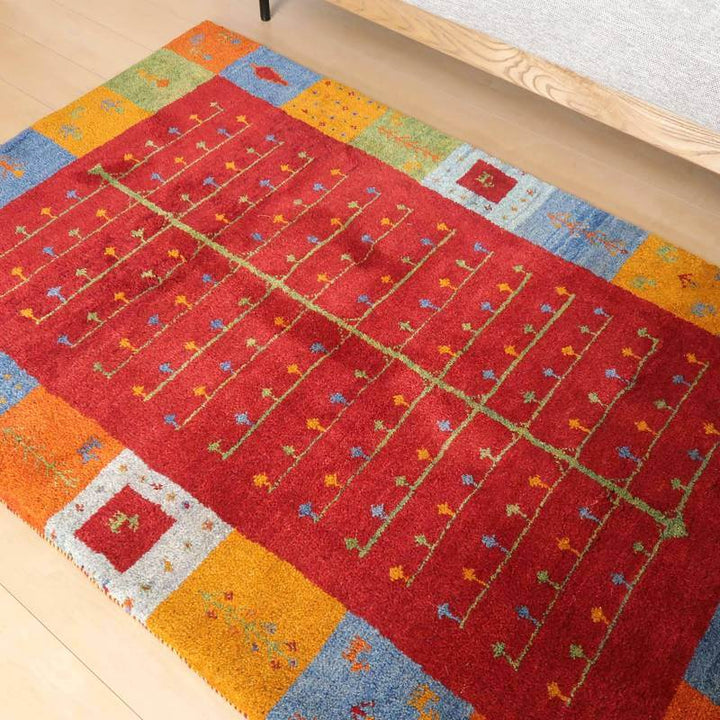 【セミオーダー受付中】  サイズ変更OK　カラー変更OK イラン　シラーズ産　ギャッベ 　（bl-10254）