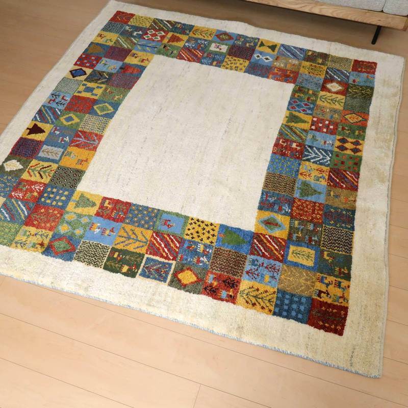 【セミオーダー受付中】  サイズ変更OK　カラー変更OK イラン　シラーズ産　ギャッベ 　（bl-10301）