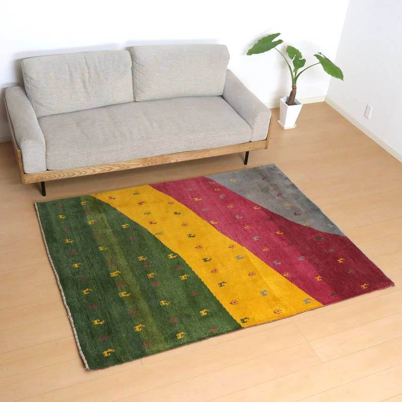 【セミオーダー受付中】  サイズ変更OK　カラー変更OK イラン　シラーズ産　ギャッベ 　（bl-10304）