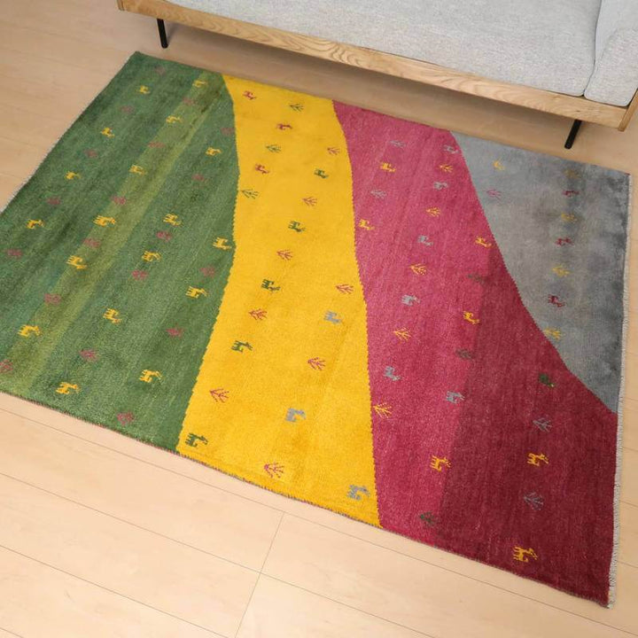 【セミオーダー受付中】  サイズ変更OK　カラー変更OK イラン　シラーズ産　ギャッベ 　（bl-10304）