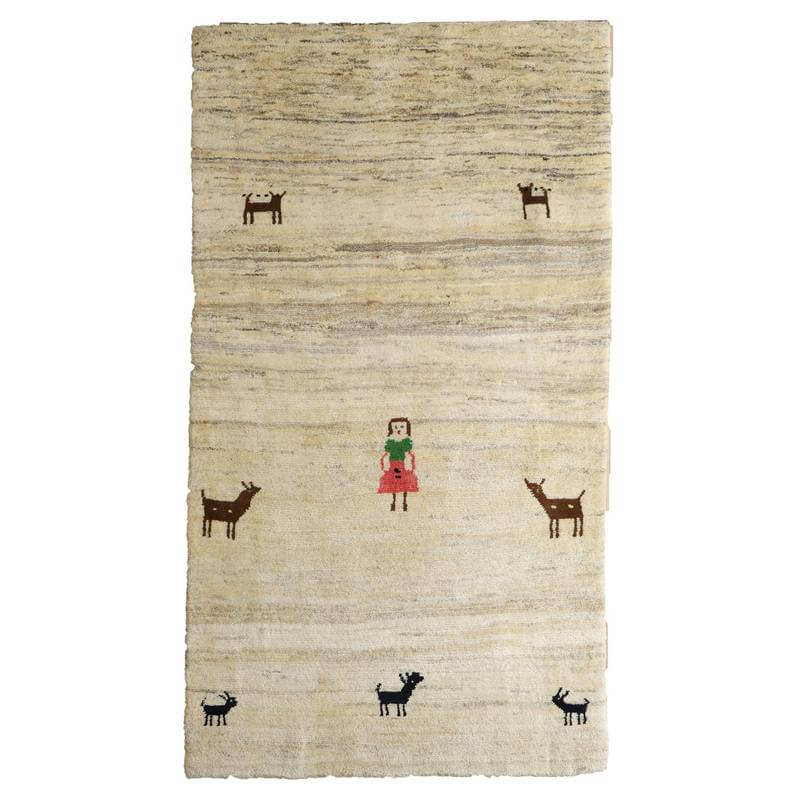 【セミオーダー受付中】  サイズ変更OK　カラー変更OK イラン　シラーズ産　ギャッベ 　（bl-10344）