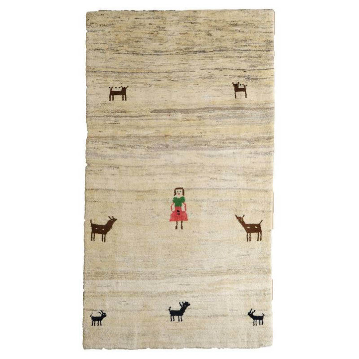 【セミオーダー受付中】  サイズ変更OK　カラー変更OK イラン　シラーズ産　ギャッベ 　（bl-10344）