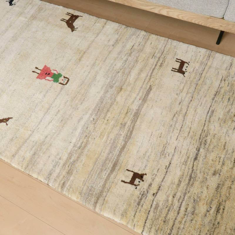 【セミオーダー受付中】  サイズ変更OK　カラー変更OK イラン　シラーズ産　ギャッベ 　（bl-10344）