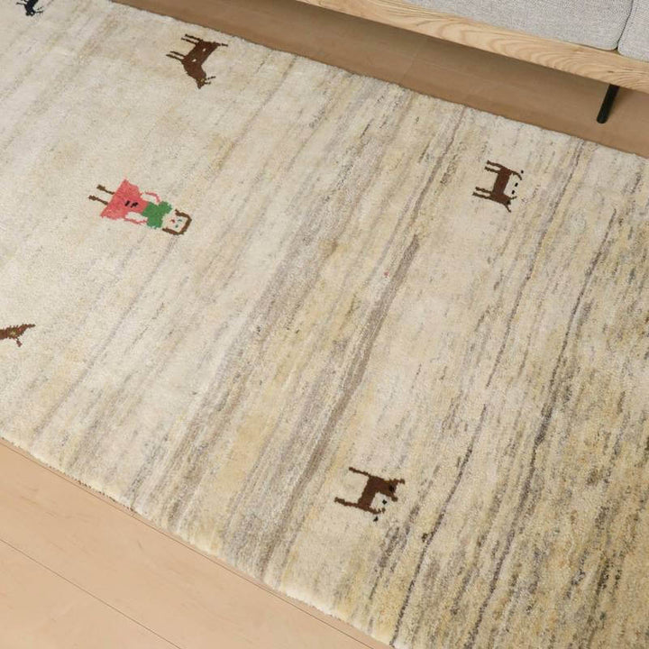 【セミオーダー受付中】  サイズ変更OK　カラー変更OK イラン　シラーズ産　ギャッベ 　（bl-10344）