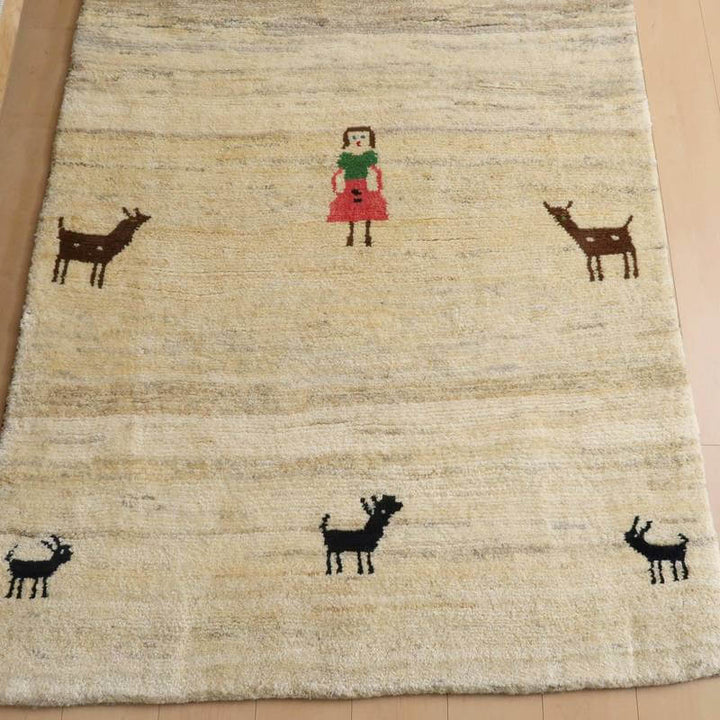 【セミオーダー受付中】  サイズ変更OK　カラー変更OK イラン　シラーズ産　ギャッベ 　（bl-10344）