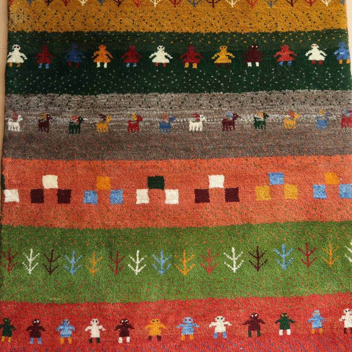 【セミオーダー受付中】  サイズ変更OK　カラー変更OK イラン　シラーズ産　ギャッベ 　（bl-10355）