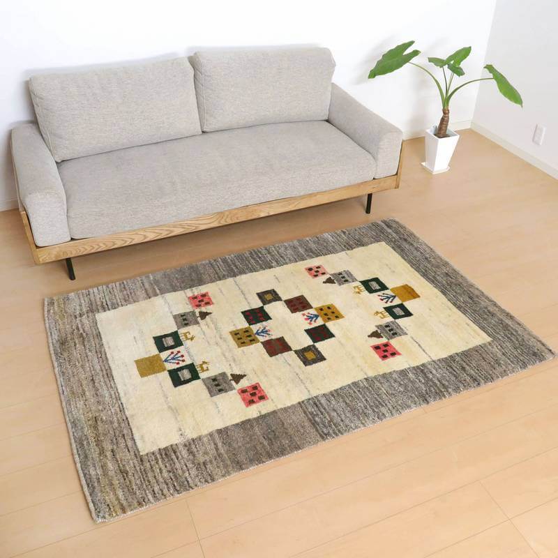 【セミオーダー受付中】  サイズ変更OK　カラー変更OK イラン　シラーズ産　ギャッベ 　（bl-10357）