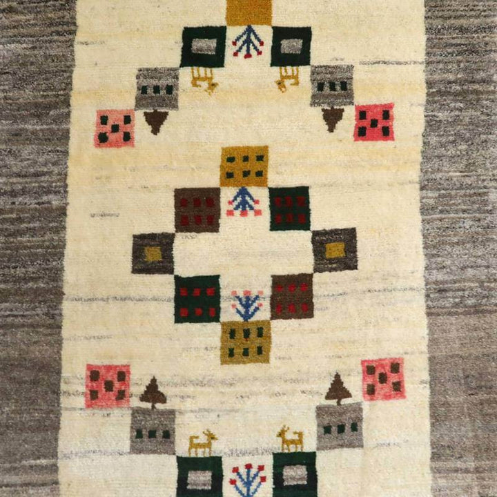 【セミオーダー受付中】  サイズ変更OK　カラー変更OK イラン　シラーズ産　ギャッベ 　（bl-10357）