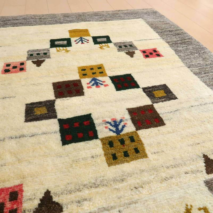 【セミオーダー受付中】  サイズ変更OK　カラー変更OK イラン　シラーズ産　ギャッベ 　（bl-10357）