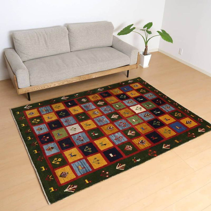 【セミオーダー受付中】  サイズ変更OK　カラー変更OK イラン　シラーズ産　ギャッベ 　（bl-10374）