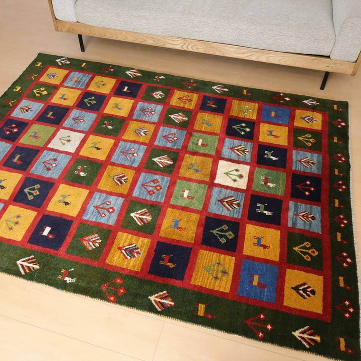 【セミオーダー受付中】  サイズ変更OK　カラー変更OK イラン　シラーズ産　ギャッベ 　（bl-10374）