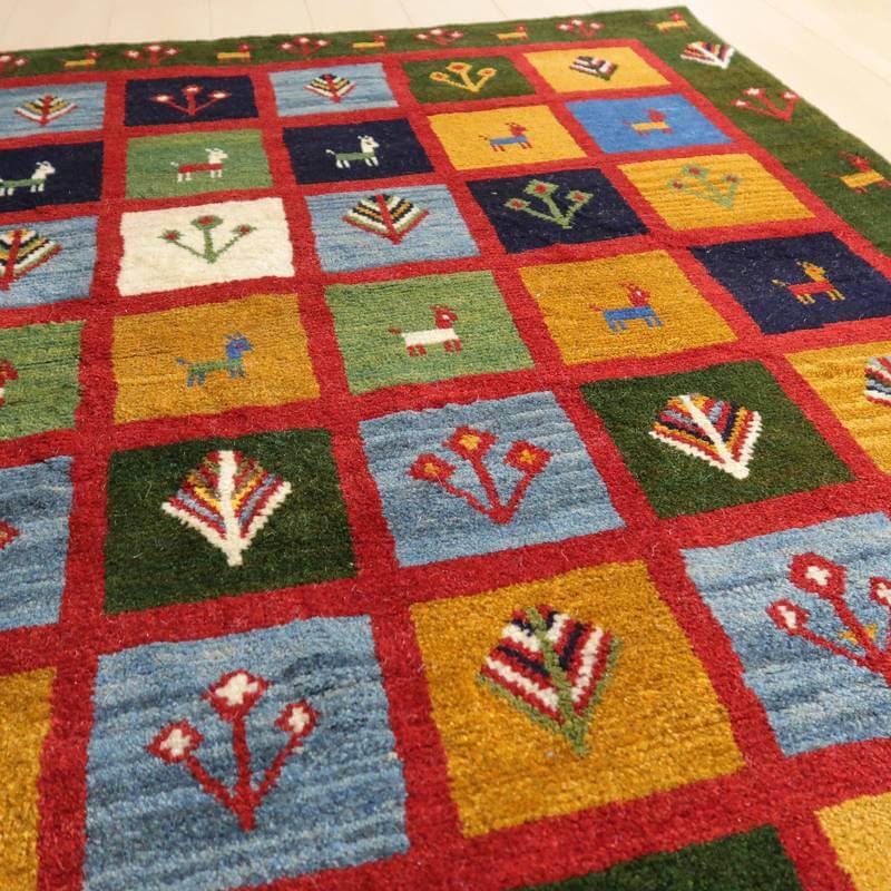 【セミオーダー受付中】  サイズ変更OK　カラー変更OK イラン　シラーズ産　ギャッベ 　（bl-10374）