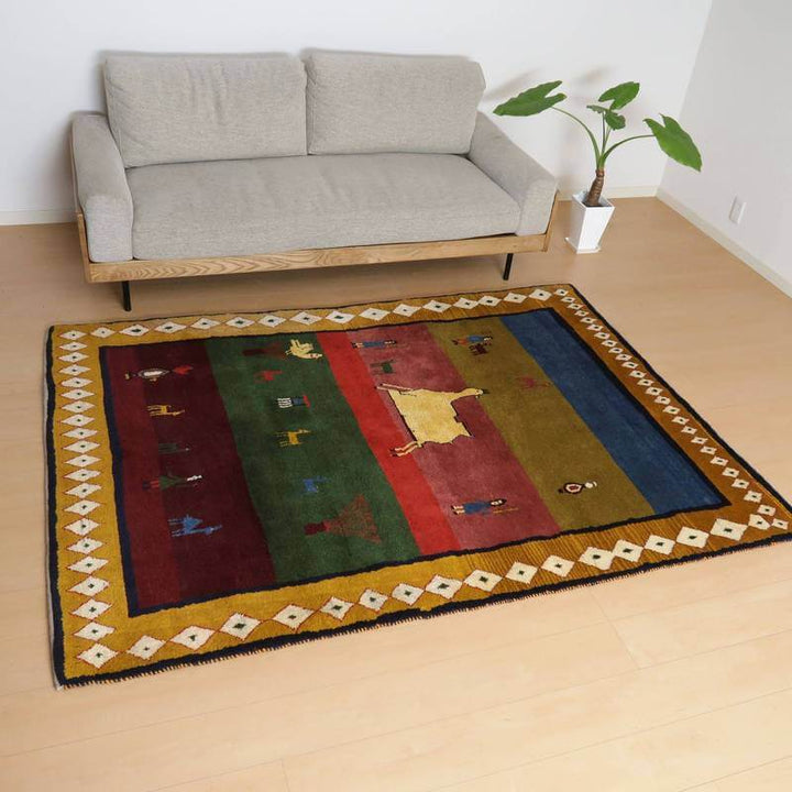 【セミオーダー受付中】  サイズ変更OK　カラー変更OK イラン　シラーズ産　ギャッベ 　（bl-10378）