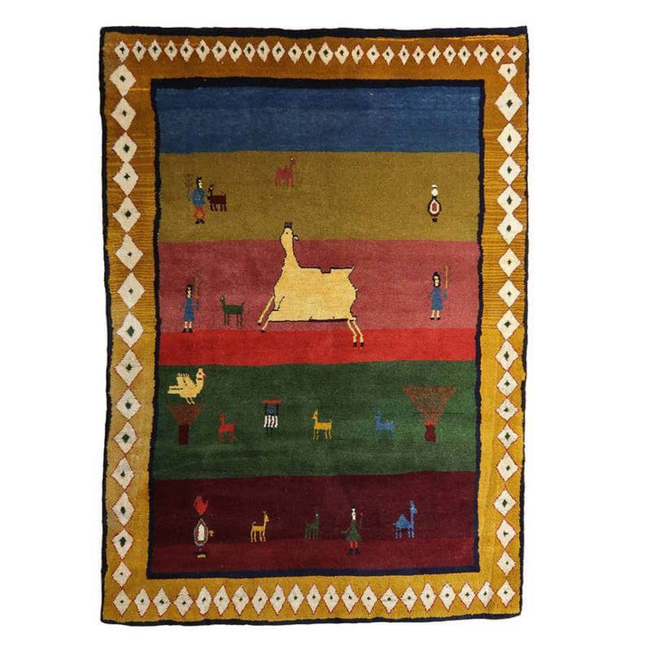 【セミオーダー受付中】  サイズ変更OK　カラー変更OK イラン　シラーズ産　ギャッベ 　（bl-10378）