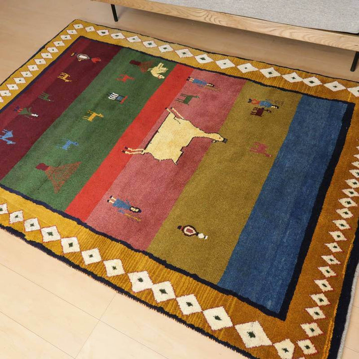 【セミオーダー受付中】  サイズ変更OK　カラー変更OK イラン　シラーズ産　ギャッベ 　（bl-10378）