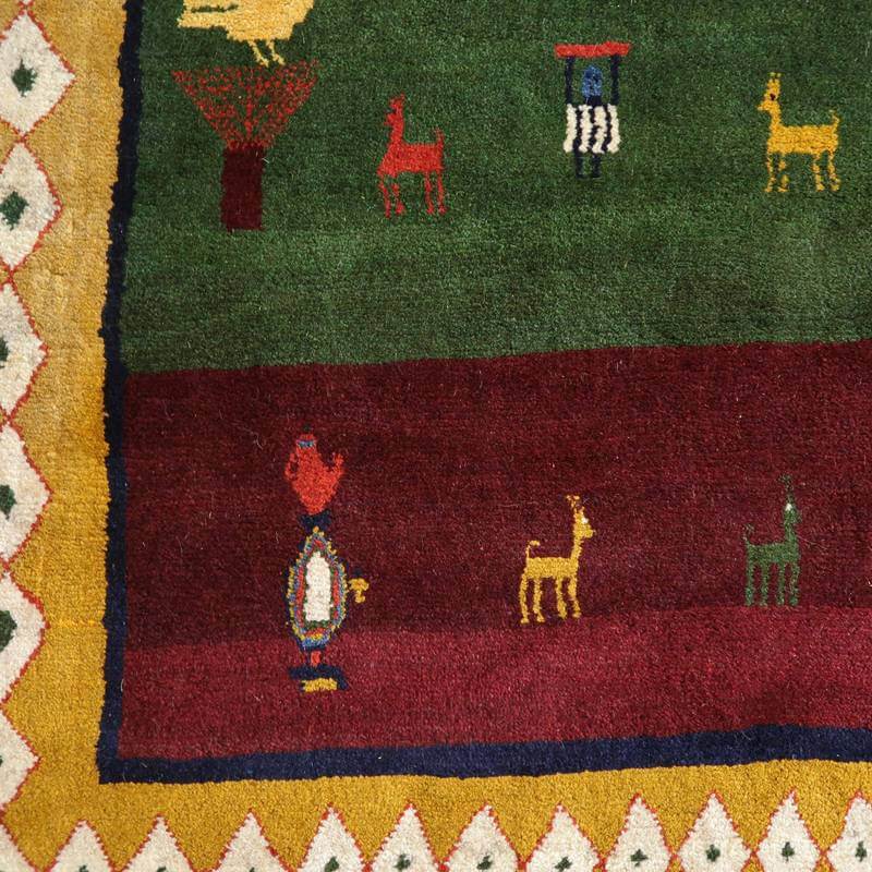 【セミオーダー受付中】  サイズ変更OK　カラー変更OK イラン　シラーズ産　ギャッベ 　（bl-10378）